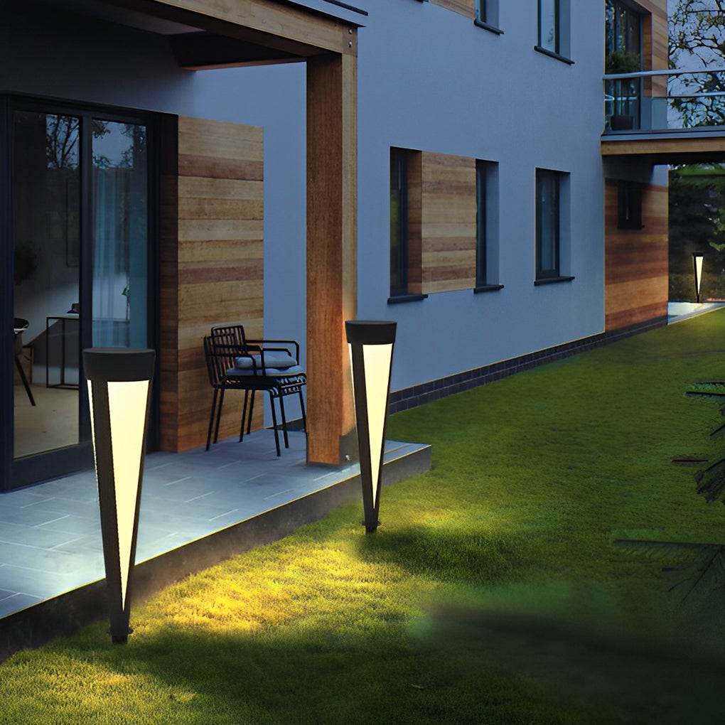 Round Gray Solar Outdoor Light Waterproof LED Lawn Lamp