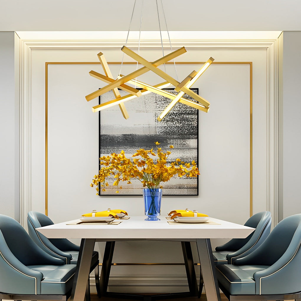 Modern LED Sputnik Stick Chandelier White Kitchen Dining Room Lighting