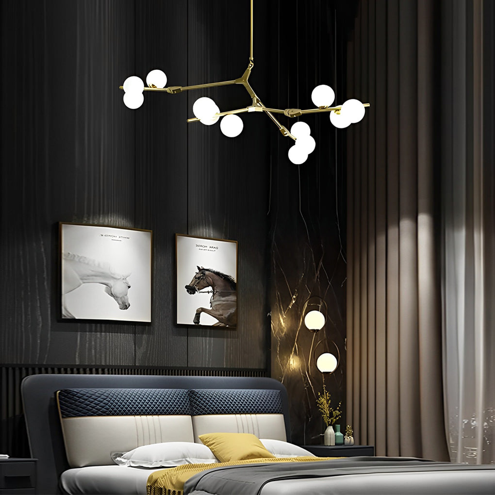 Nordic Style Modern Minimalist Cluster Metal Glass Chandelier – Black & Gold Fixture
