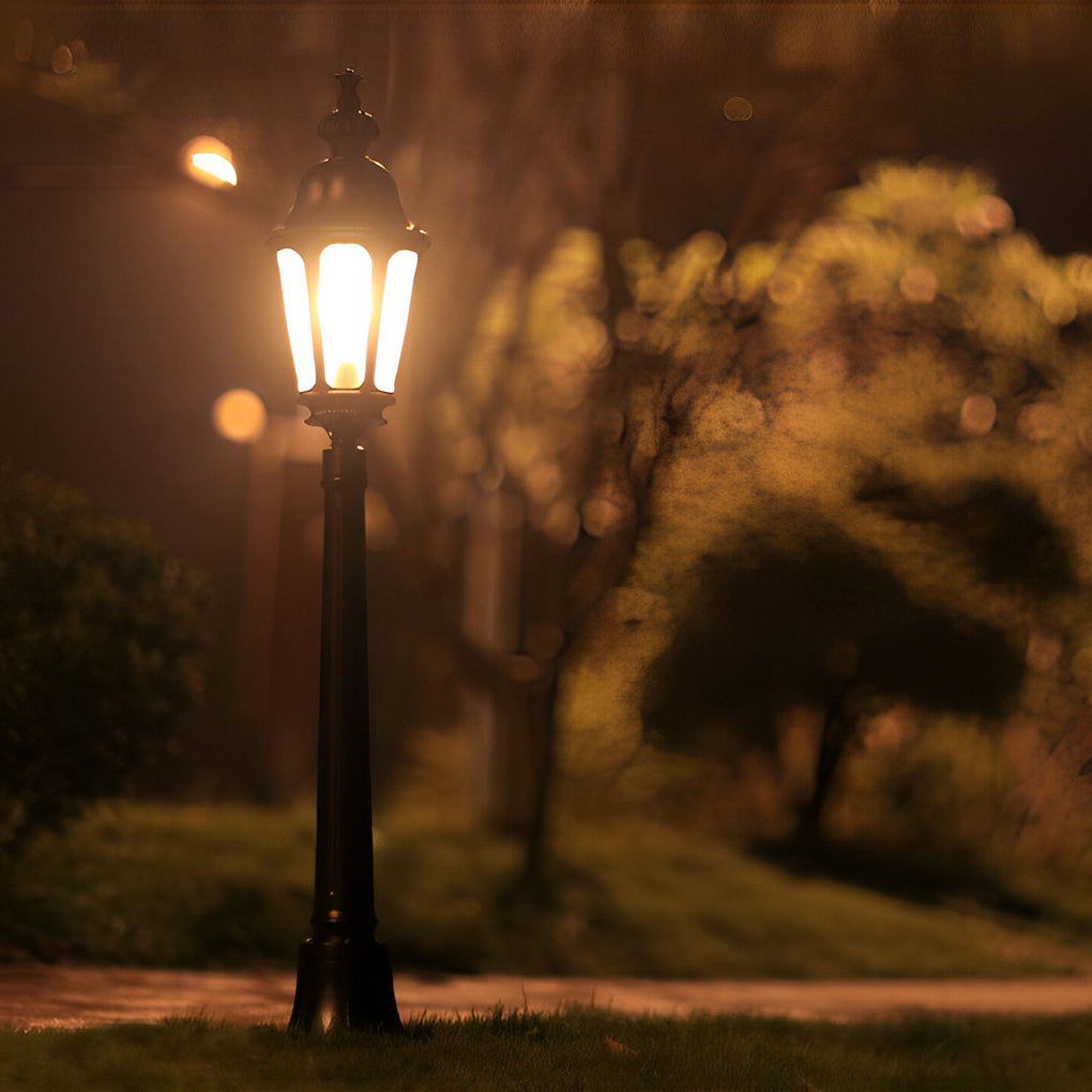 Elegant European-Style Black LED Outdoor Pathway Lamp Post