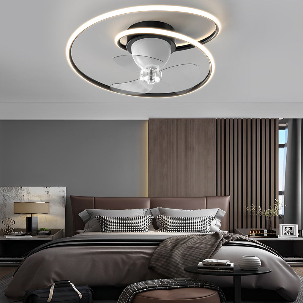 Smart 360° Rotating LED Stepless Dimming Timing Modern Ceiling Fans Light