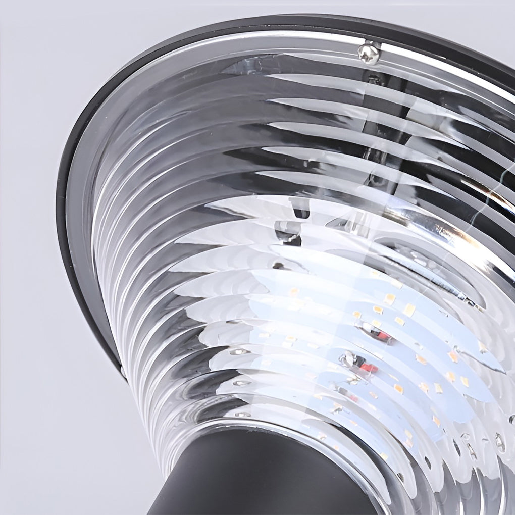 Contemporary Tapered Solar LED Pathway Light Black Cylindrical Outdoor Lighting