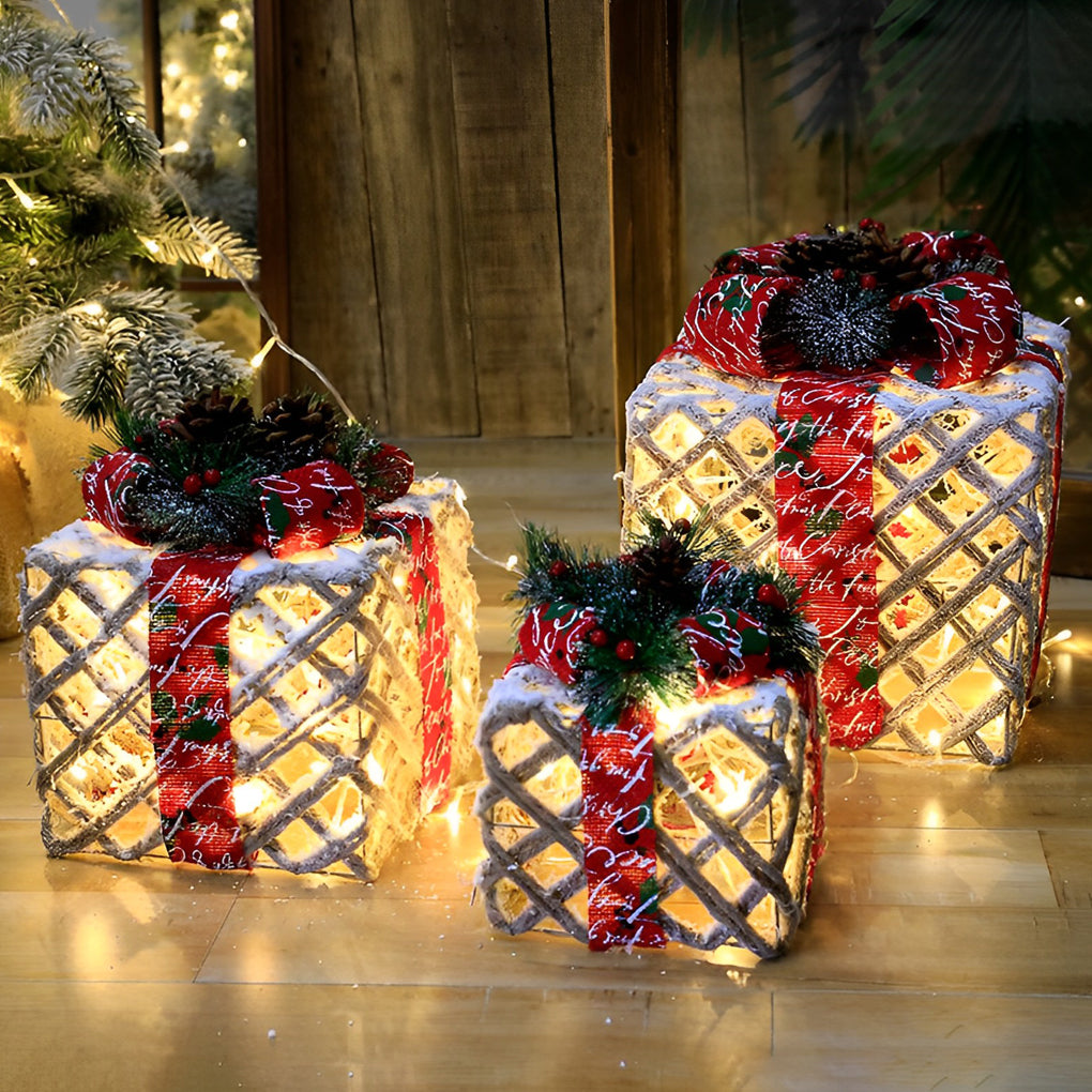 3 Pc Set Creative Christmas Decor Gift Box Scene Layout Decorations