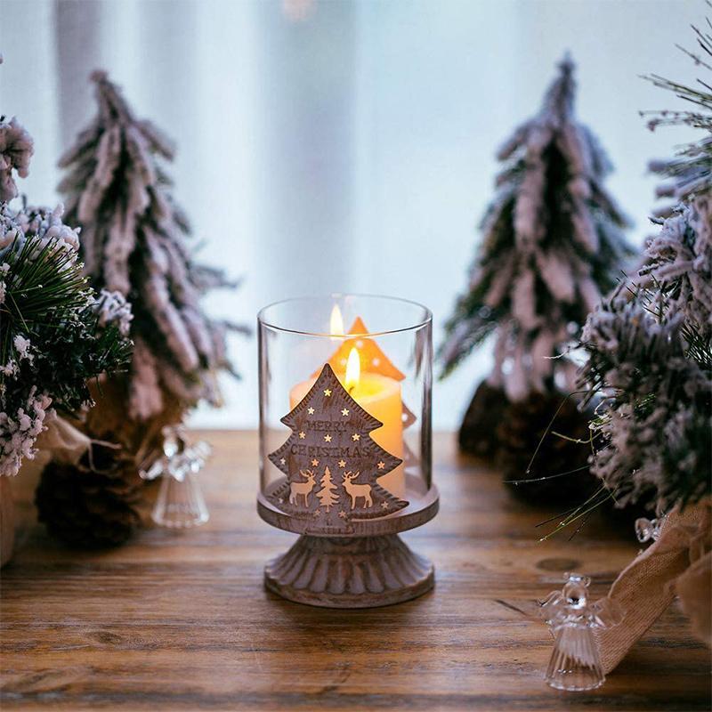 4 - Piece Vintage Antique Pillar Candle Holder Hurricane Candlestick Holders