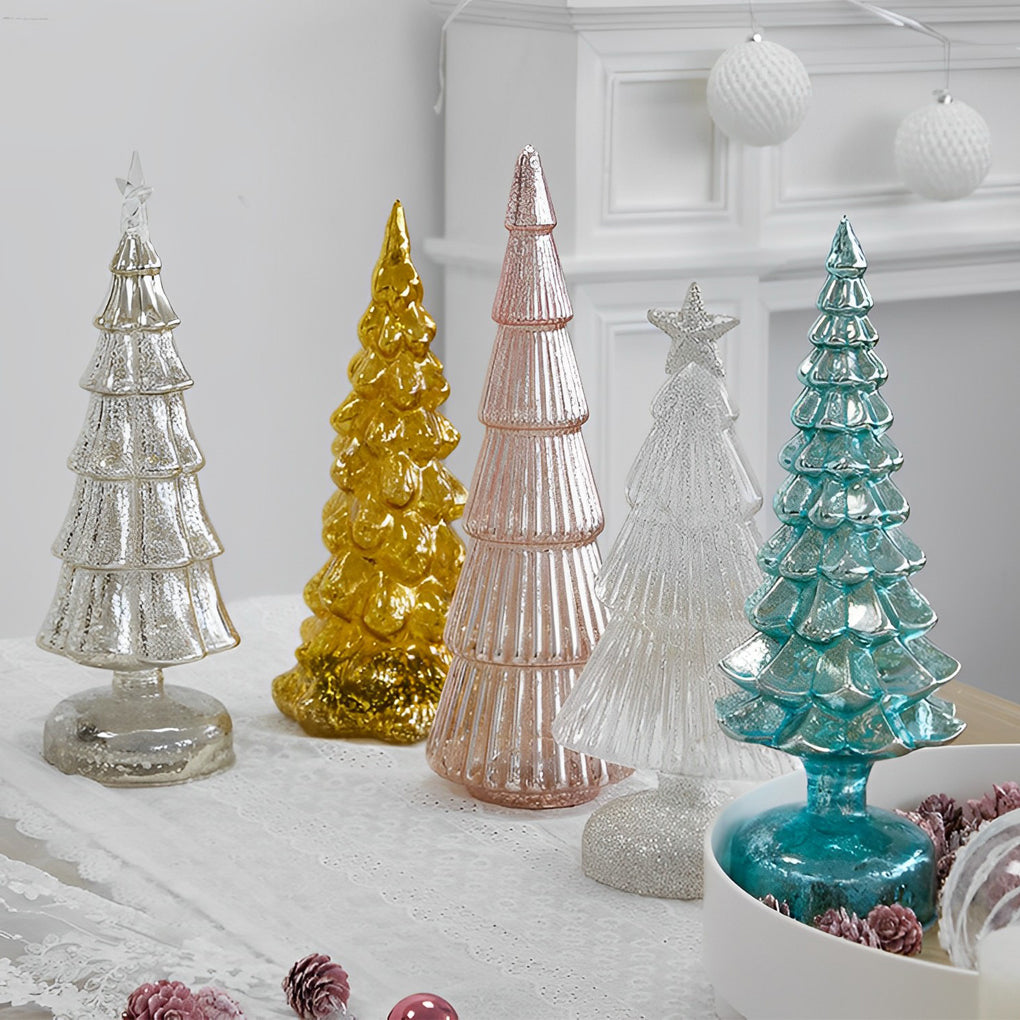 Tower Shaped Glass Decorative Lights Christmas Ornament Home Table Decor