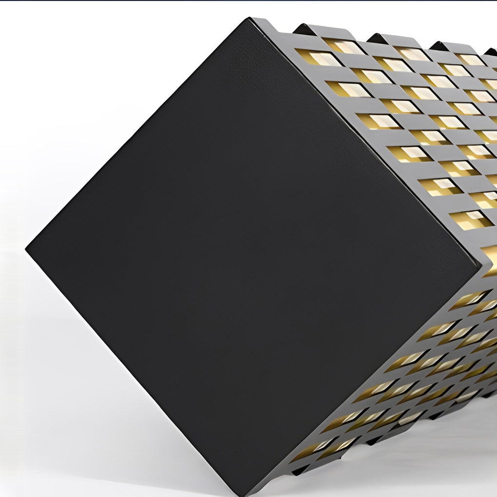 Grid-Designed LED Black Outdoor Lawn Lamp Modern Waterproof Landscape Bollard Lights