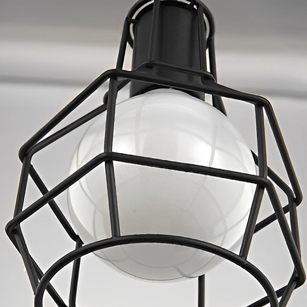 Retro Creative Metal Lantern Cage Shape Industrial Style Chandelier with Button Switch