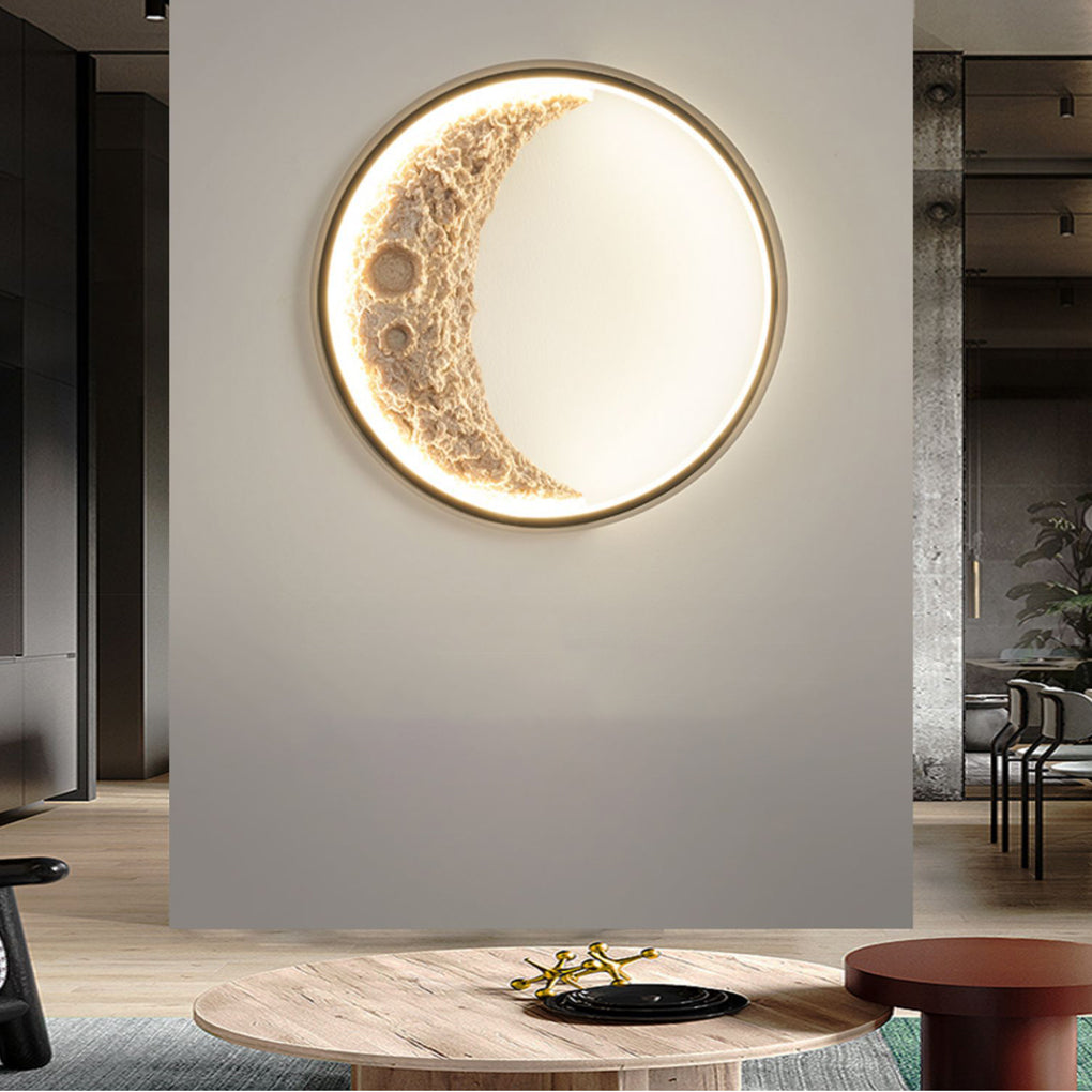 Crescent Led Light Round Resin Moon Crescent LED Hardwired Outdoor Wall Light | Dazuma