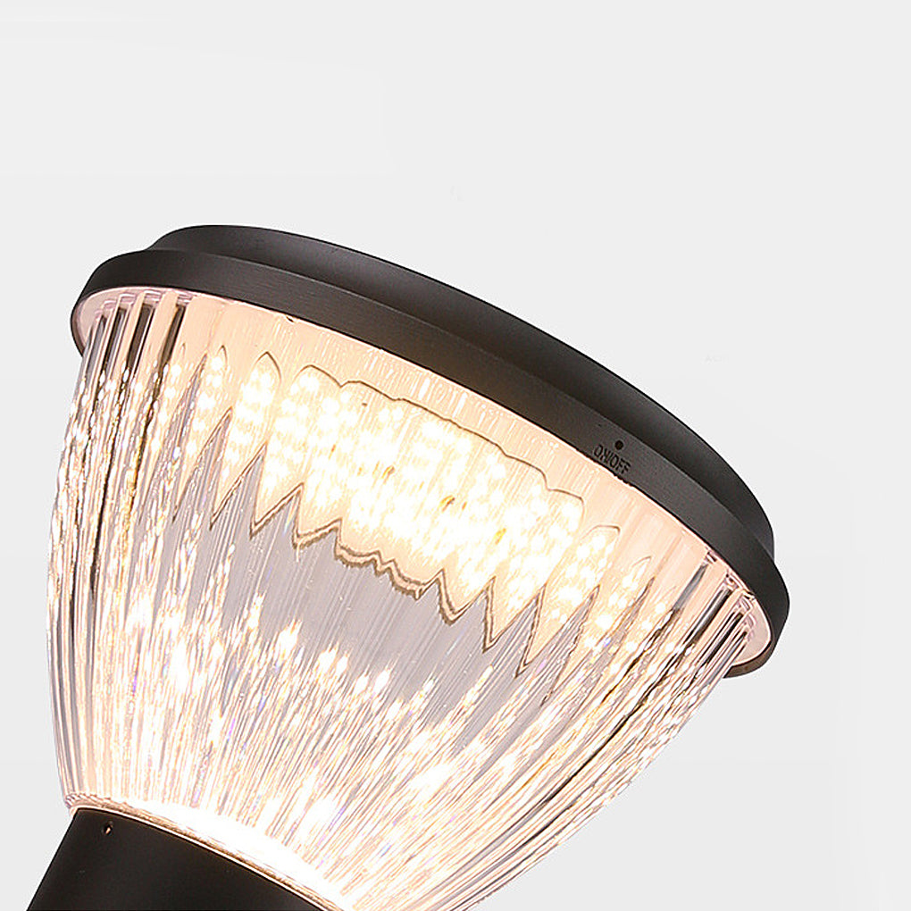 Round LED Fast Charging Black Modern Solar Post Caps Lights Pillar Light