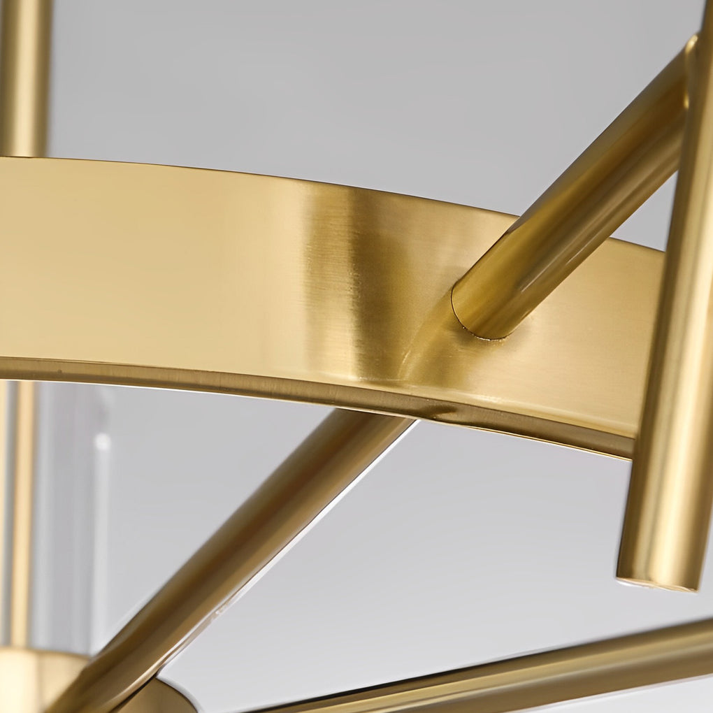 Brass Ring Frame Crystal Chandelier -  Gold Metal, Crystal Accents Ceiling Lighting