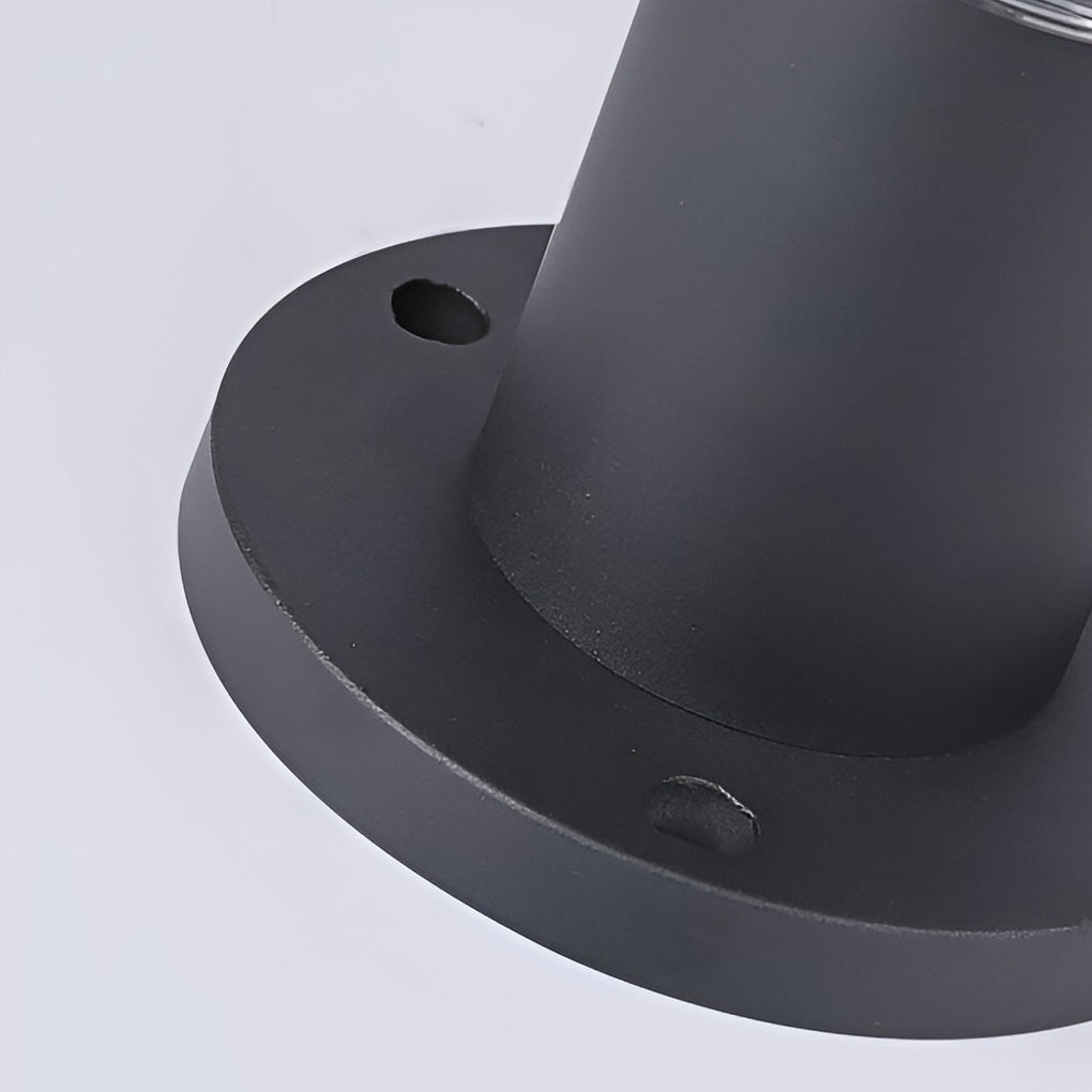 Contemporary Tapered Solar LED Pathway Light Black Cylindrical Outdoor Lighting