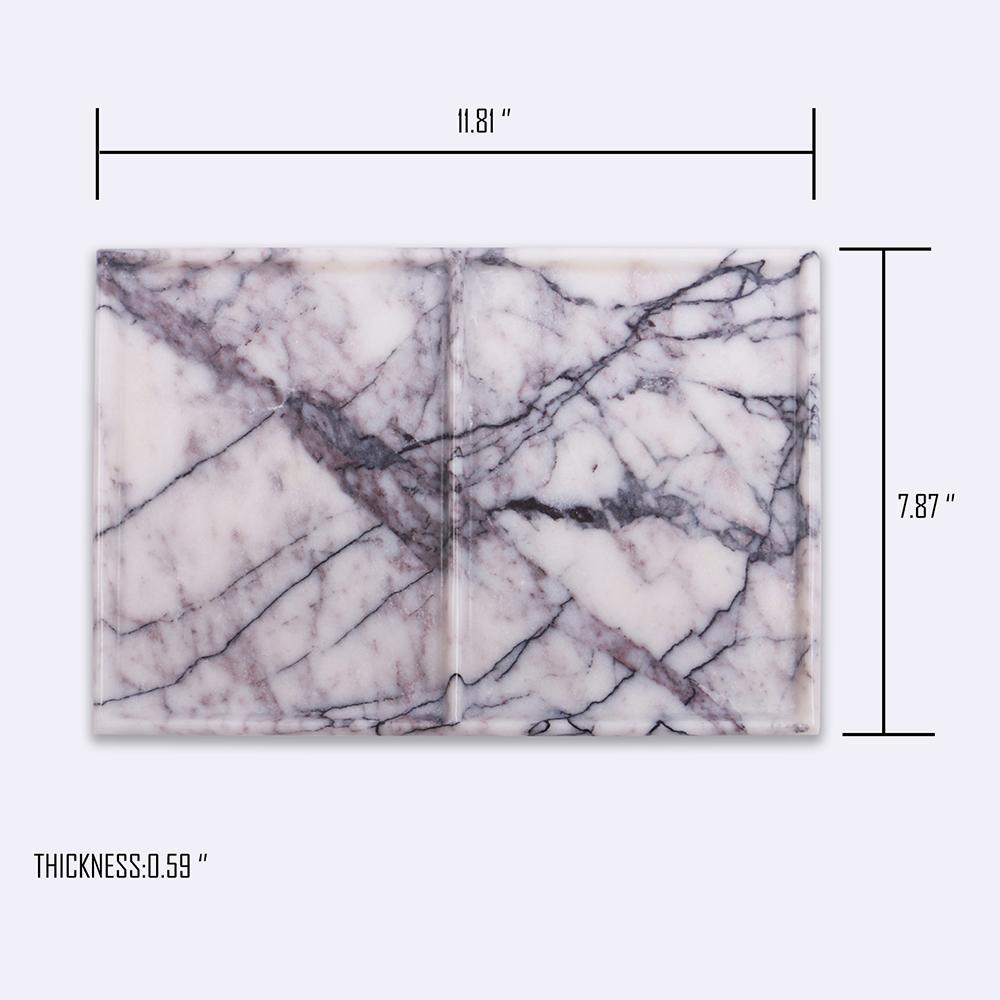 Marble Rectangle Serving Tray for Tea Coffee Sushi Fruit Platter White