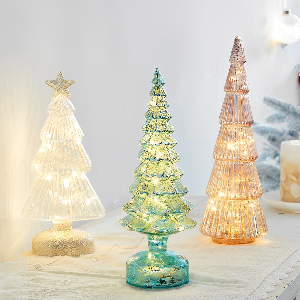 Tower Shaped Glass Decorative Lights Christmas Ornament Home Table Decor