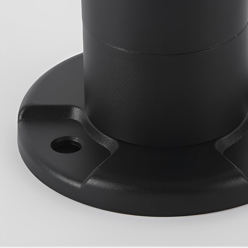 Round Solar LED Outdoor Lights in Black with Ribbed Lampshade