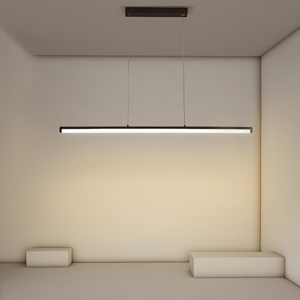 16'' Rectangular Long Matt Black Pendant Light Adjustable Warm White Ceiling Lights - Dazuma