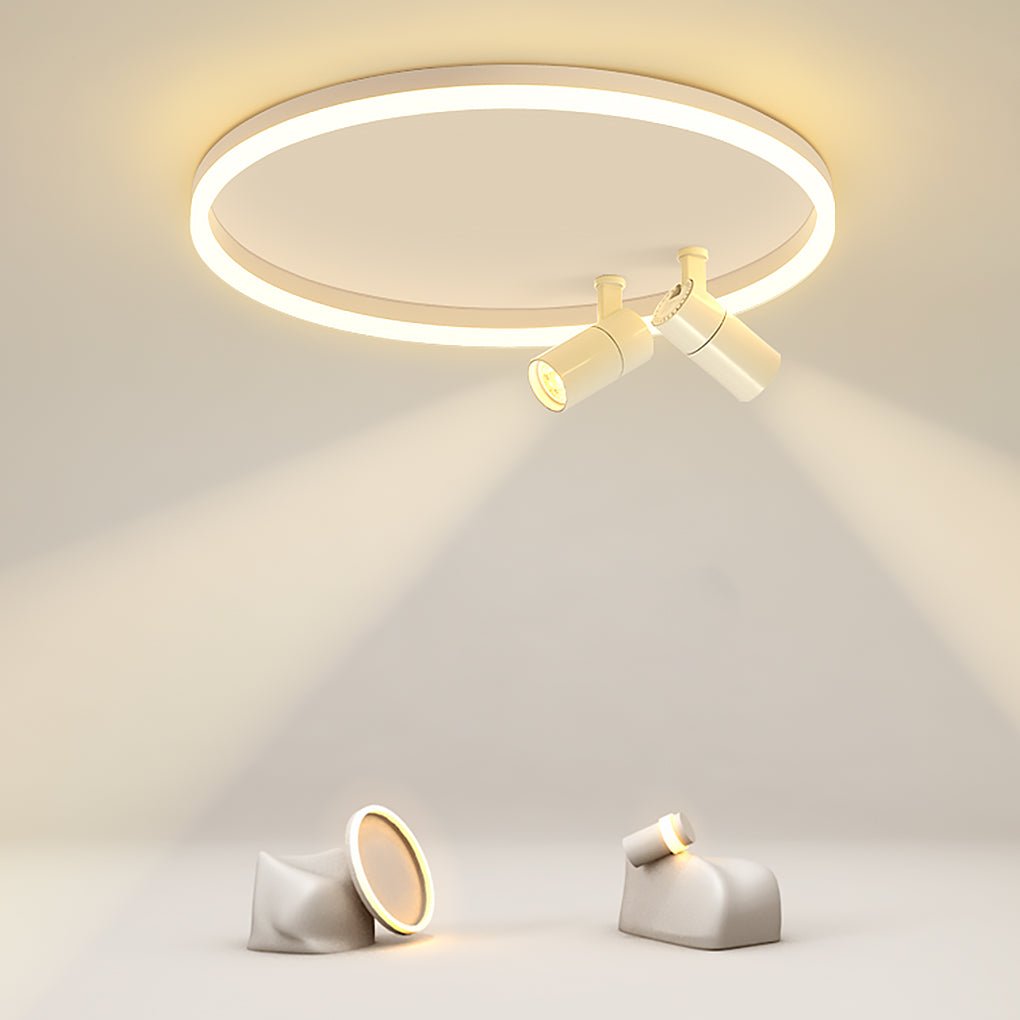 16'' Round Dimmable Adjustable Flush Mount Light with 2 Spotlights Track Lights - Dazuma