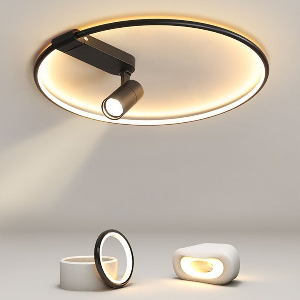 16'' Round Dimmable Adjustable Outdoor Flush Mount Light with Spotlights Track Lights - Dazuma
