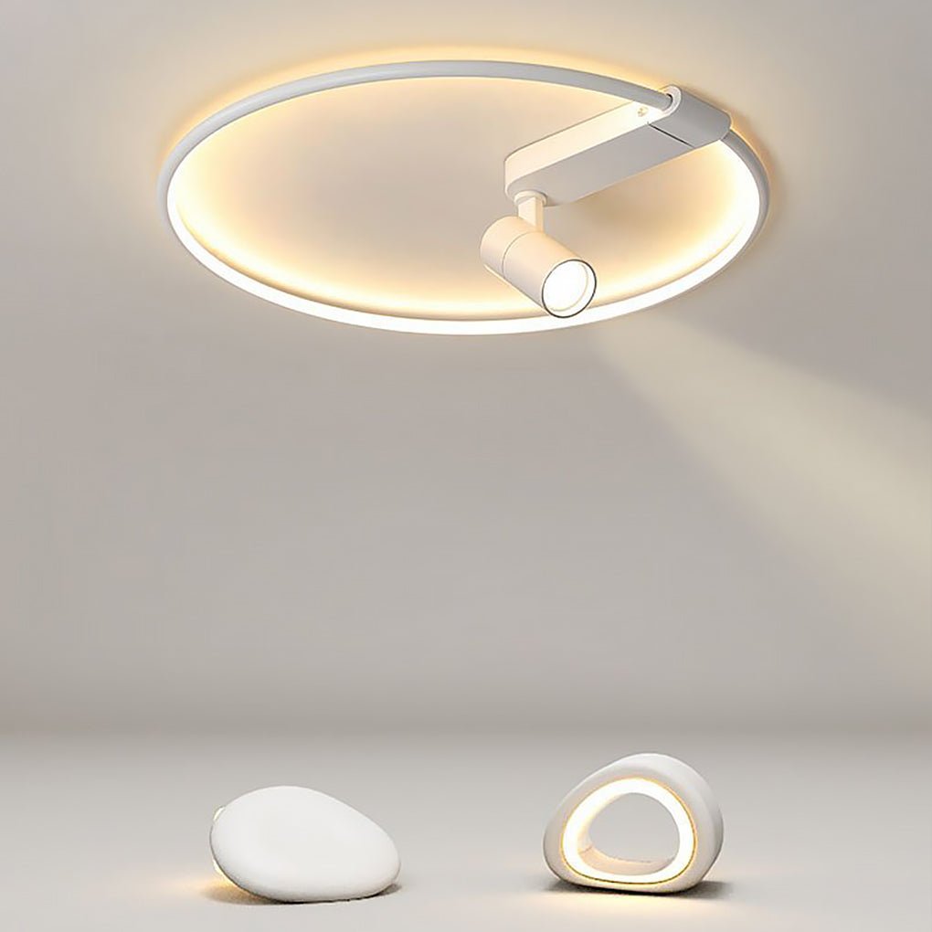16'' Round Dimmable Adjustable Outdoor Flush Mount Light with Spotlights Track Lights - Dazuma