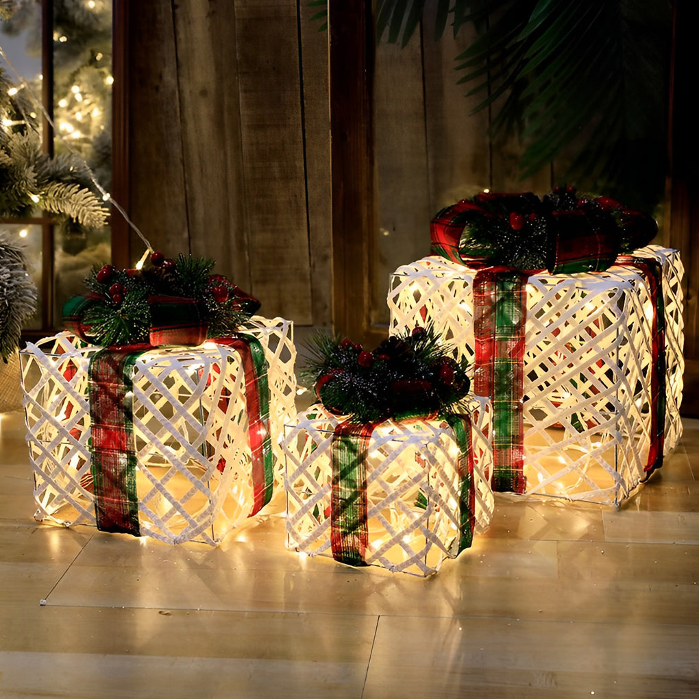 3 Pc Set Creative Christmas Decor Gift Box Scene Layout Decorations