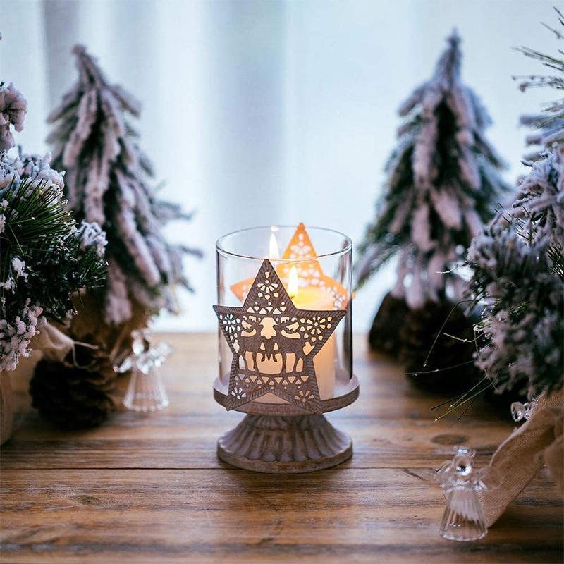 4 - Piece Vintage Antique Pillar Candle Holder Hurricane Candlestick Holders