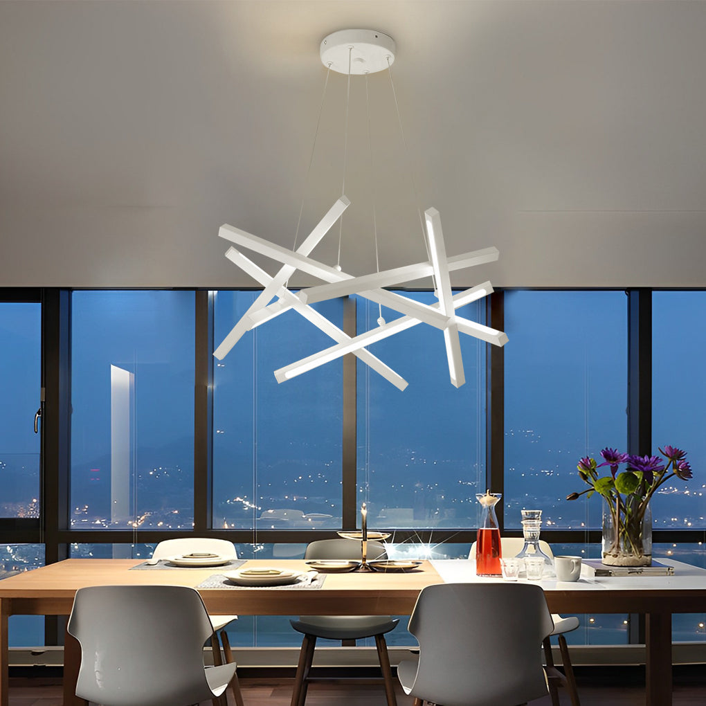 Modern LED Sputnik Stick Chandelier White Kitchen Dining Room Lighting –  Dazuma