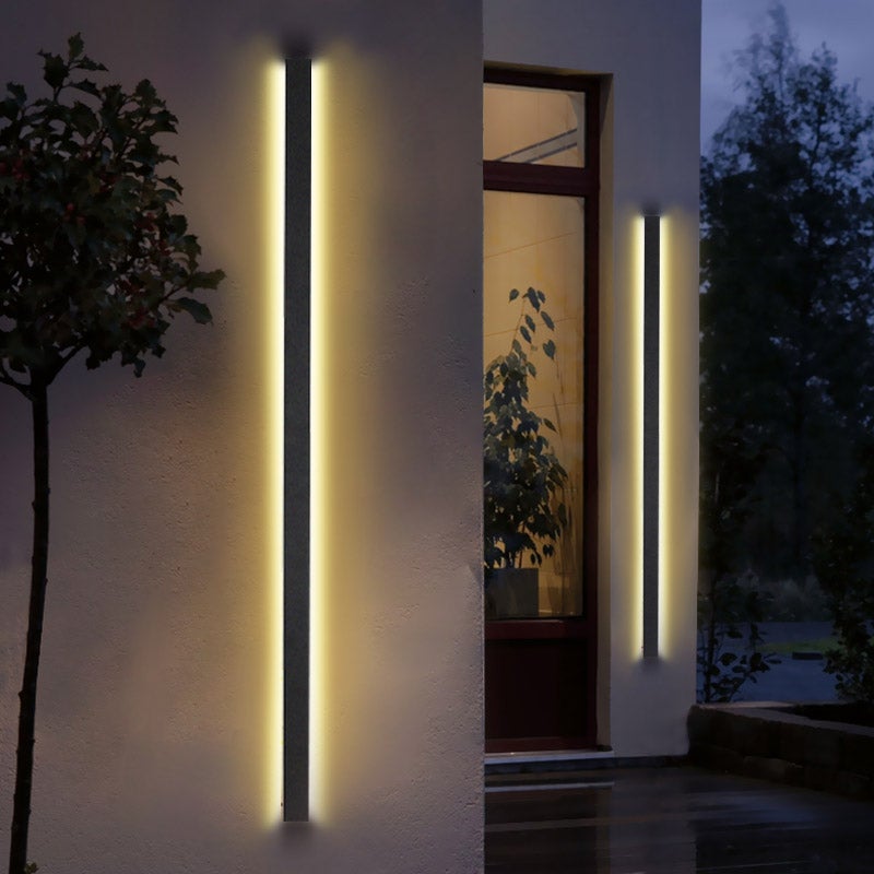 LED Long Strip Metal Waterproof Black Minimalist Outdoor Wall Lights