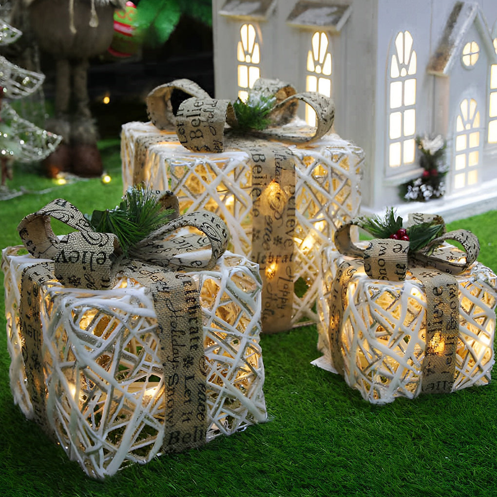 3 Pc Set Creative Christmas Decor Gift Box Scene Layout Decorations