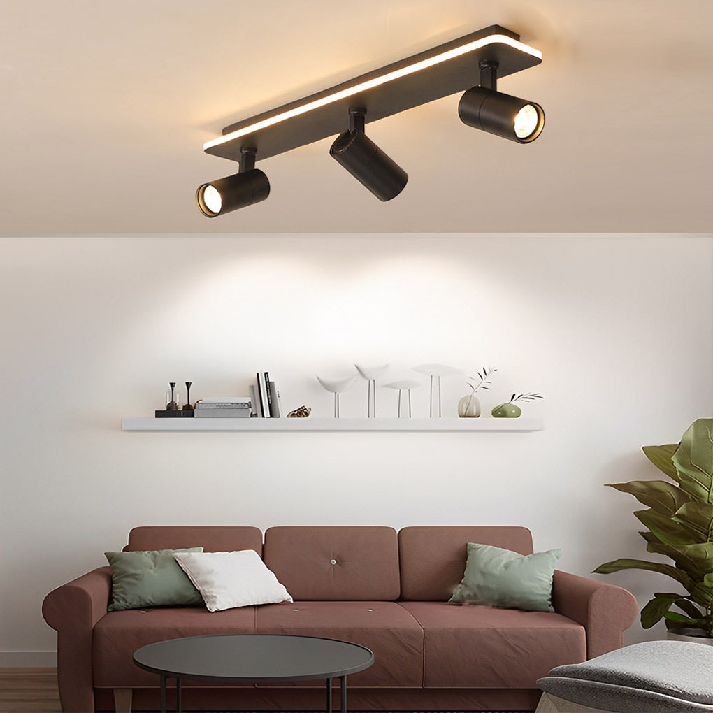 Minimalist Long Rectangular 2/3/4 Light LED Flush Mount Adjustable Spotlight