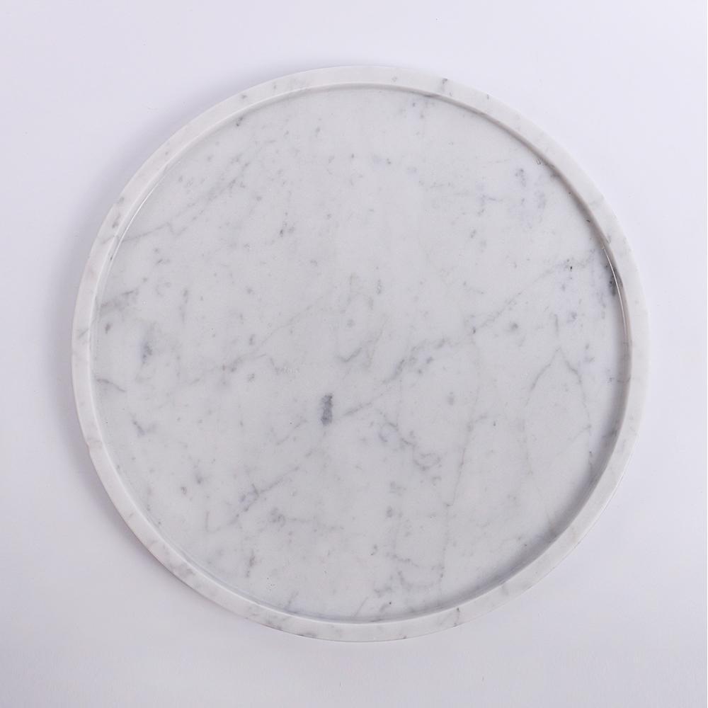 Round Marble Tray Farmhouse Serving Tray Fruit Veggie Platter White