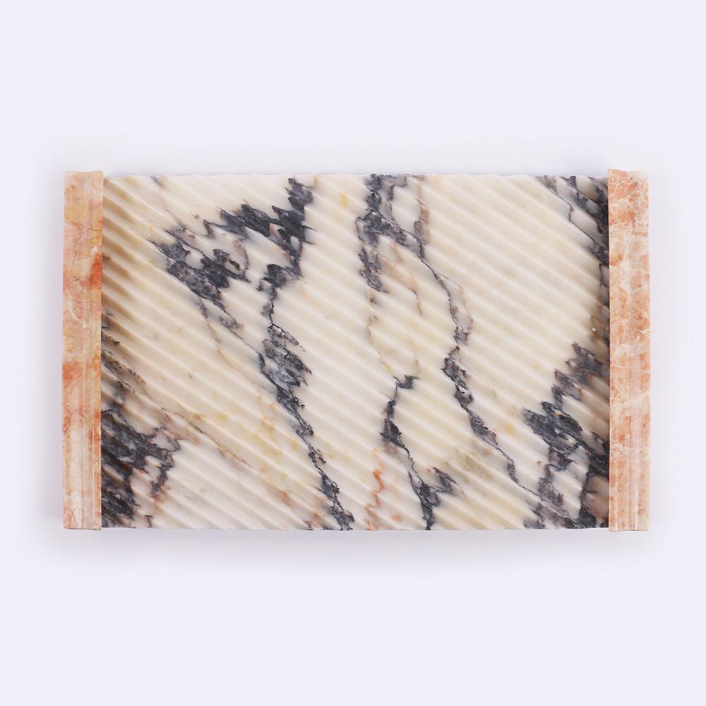 Marble Sushi Tray Coffee Table Serving Tray Tea Rose Red Rectangle