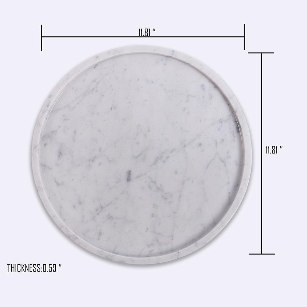 Round Marble Tray Farmhouse Serving Tray Fruit Veggie Platter White