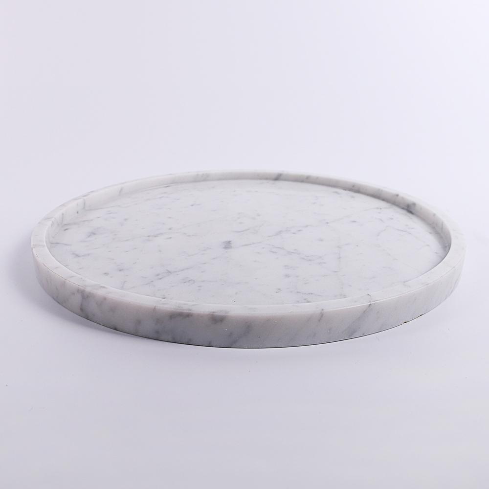 Round Marble Tray Farmhouse Serving Tray Fruit Veggie Platter White