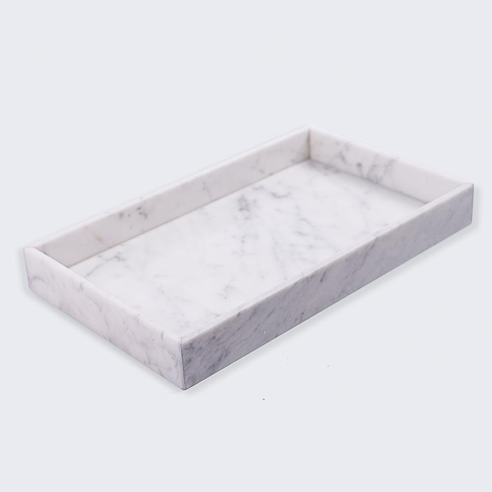 Marble Serving Tray for Tea Rustic Charcuterie Food Tray White Rectangle