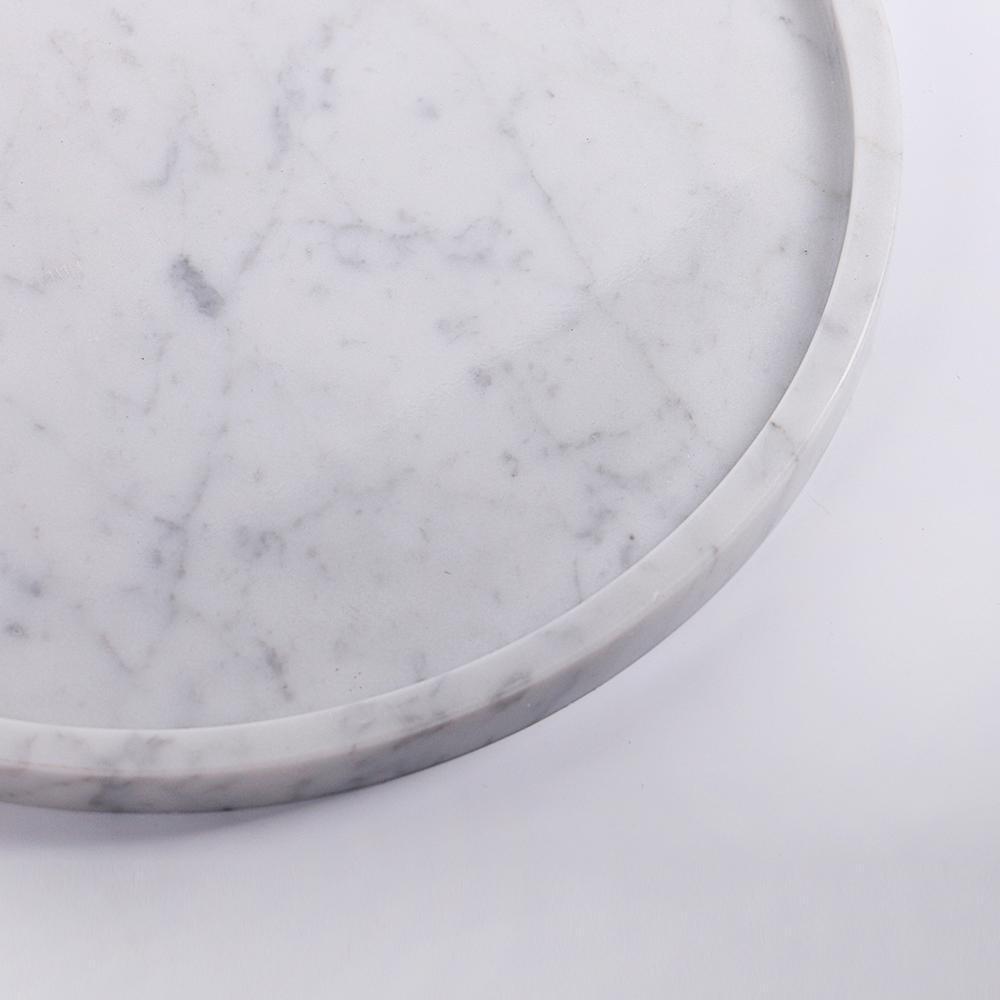 Round Marble Tray Farmhouse Serving Tray Fruit Veggie Platter White