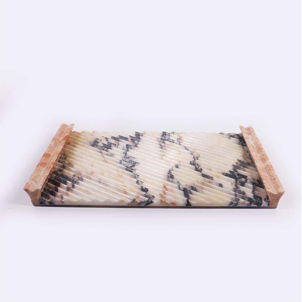 Marble Sushi Tray Coffee Table Serving Tray Tea Rose Red Rectangle