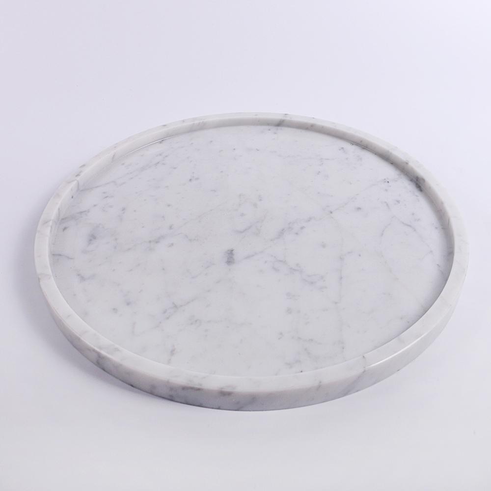 Round Marble Tray Farmhouse Serving Tray Fruit Veggie Platter White