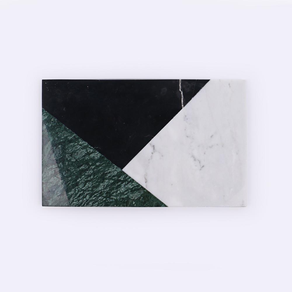 Marble Rectangular Serving Platter Cutting Board Appetizer Platter Black Green White