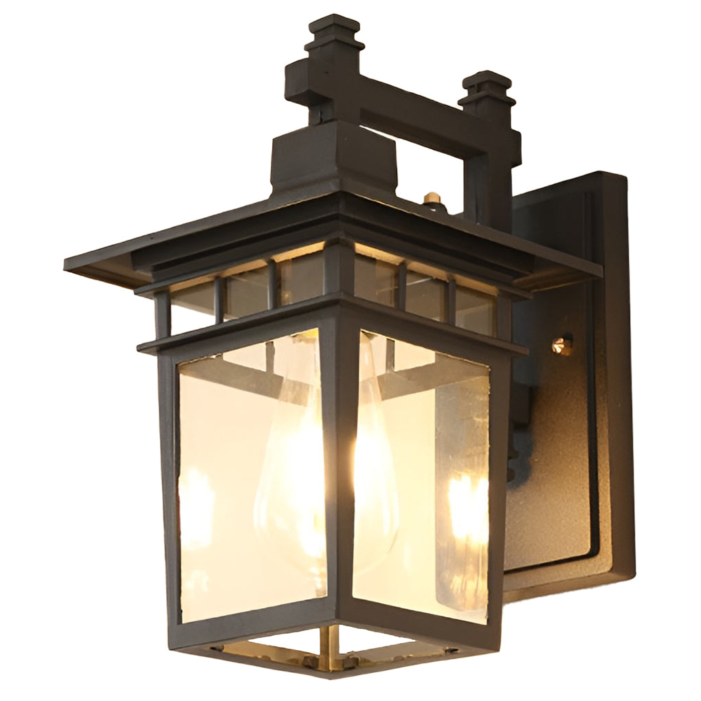 Pavilion Shaped Glass LED Waterproof Retro Outdoor Wall Lamp Wall Sconce Lighting without Bulb