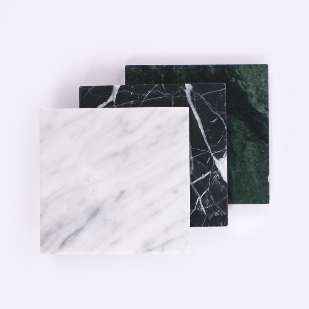 Modern Square Marble Coaster Table Wine Cup Coaster Set Black Green White