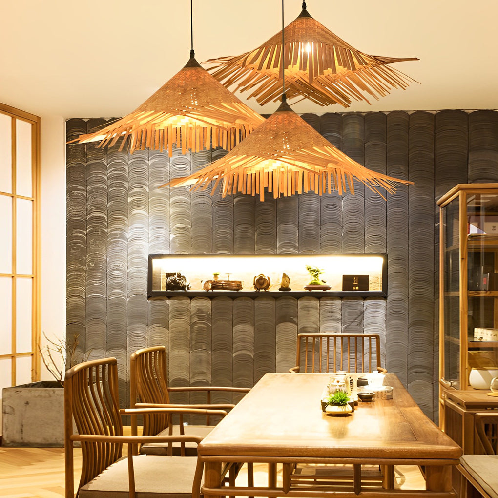 Caribbean Infused Bamboo Woven Pendant Light Burlywood Kitchen Lighting