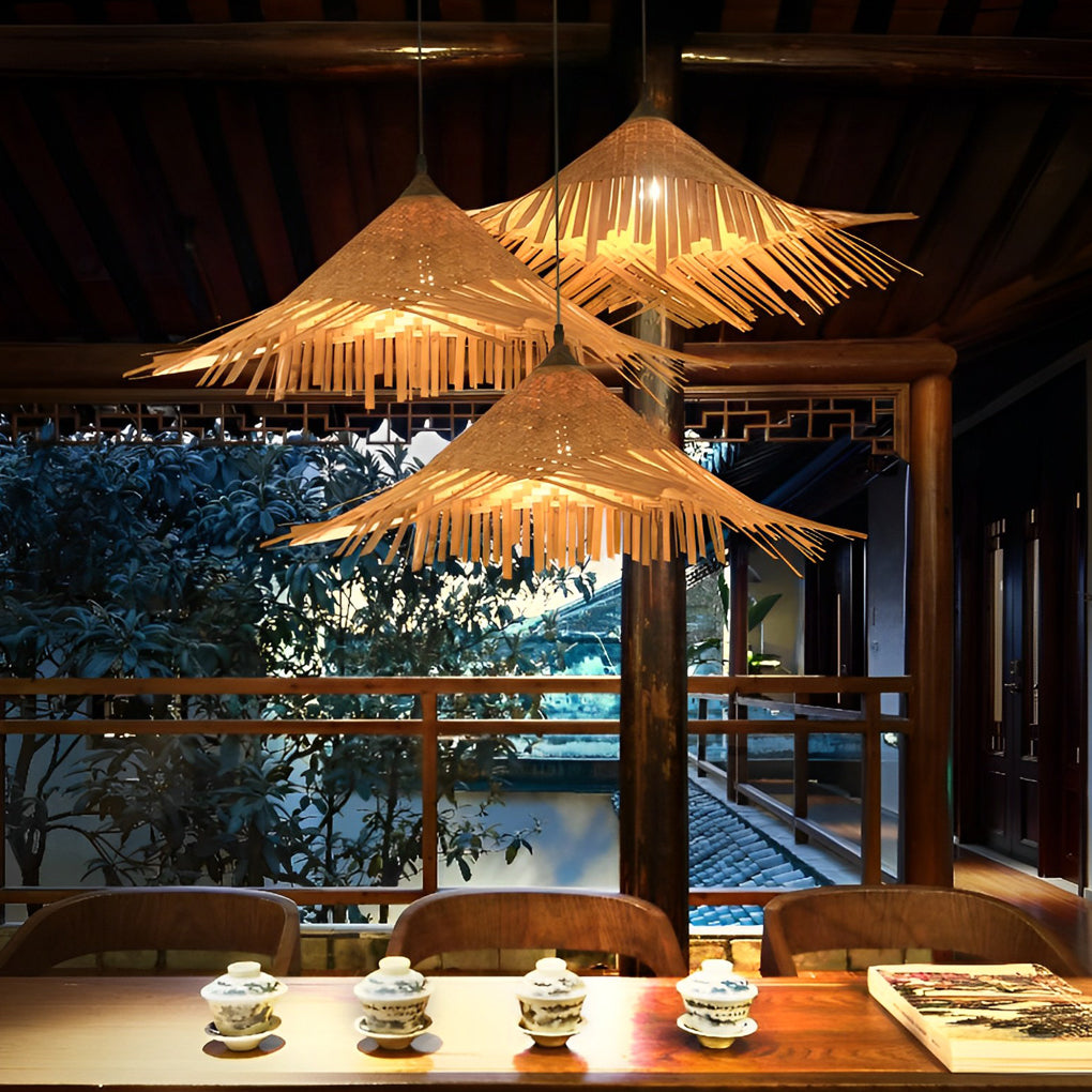 Caribbean Infused Bamboo Woven Pendant Light Burlywood Kitchen Lighting