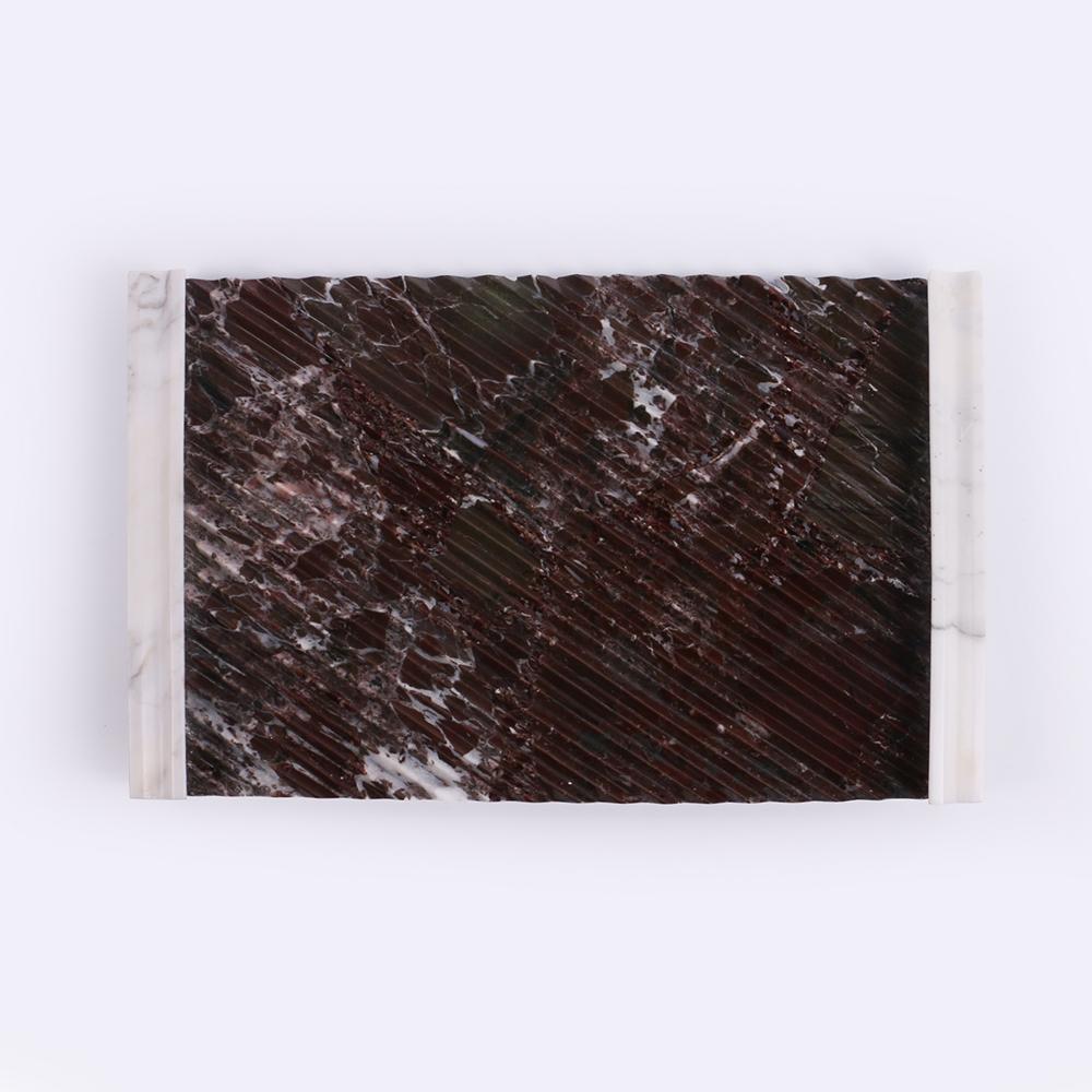 Marble Food Tray Cookie Cracker Serving Tray Red Purple Rectangle