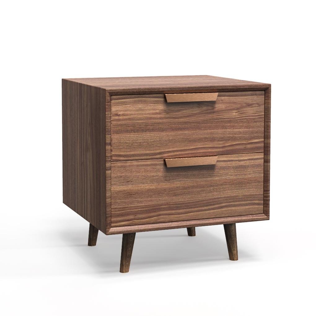 Cherry/Elm Wood End Table Side Table with 2 Drawers for Living Room Bedroom Brown Cabinet - dazuma