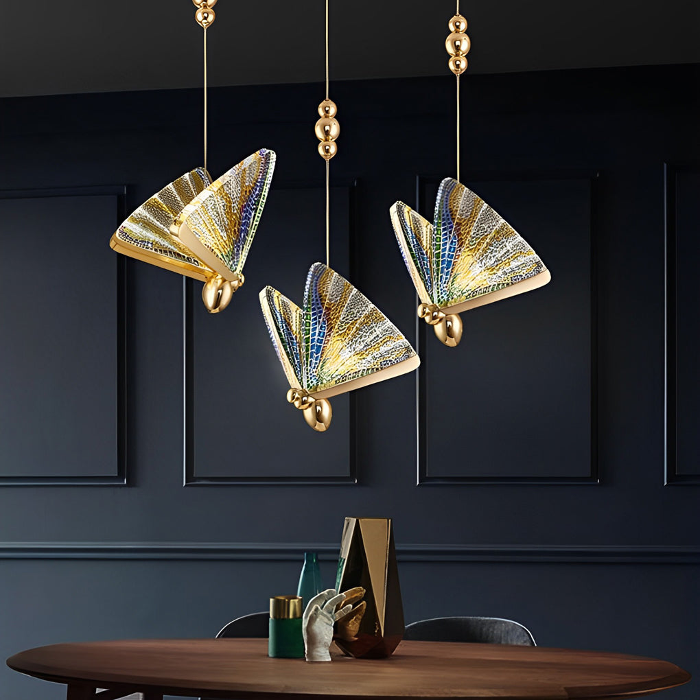 Butterfly Shape Multi-Color Metal Acrylic Design Pendant Lighting LED Ceiling Light - Dazuma