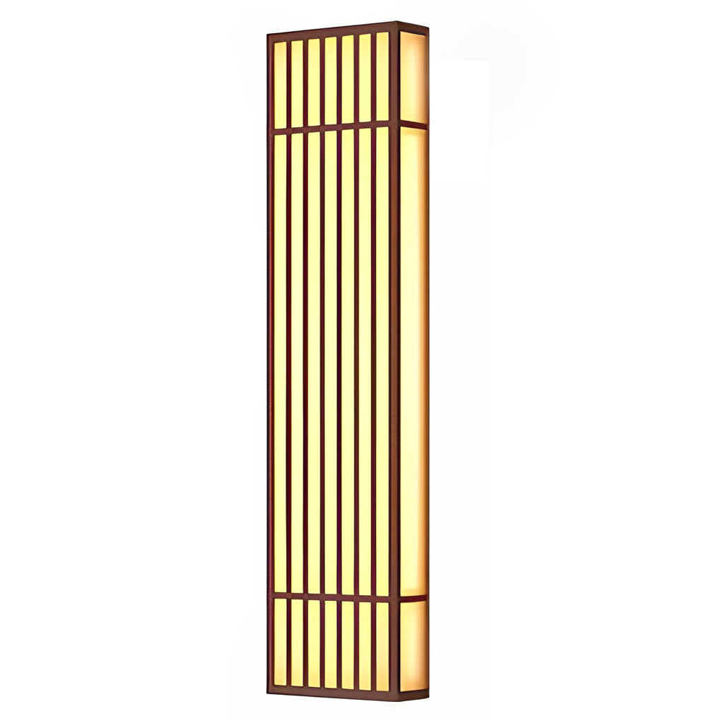Retro Vertical Stripe Grid LED Waterproof Brown Outdoor Wall Lamp
