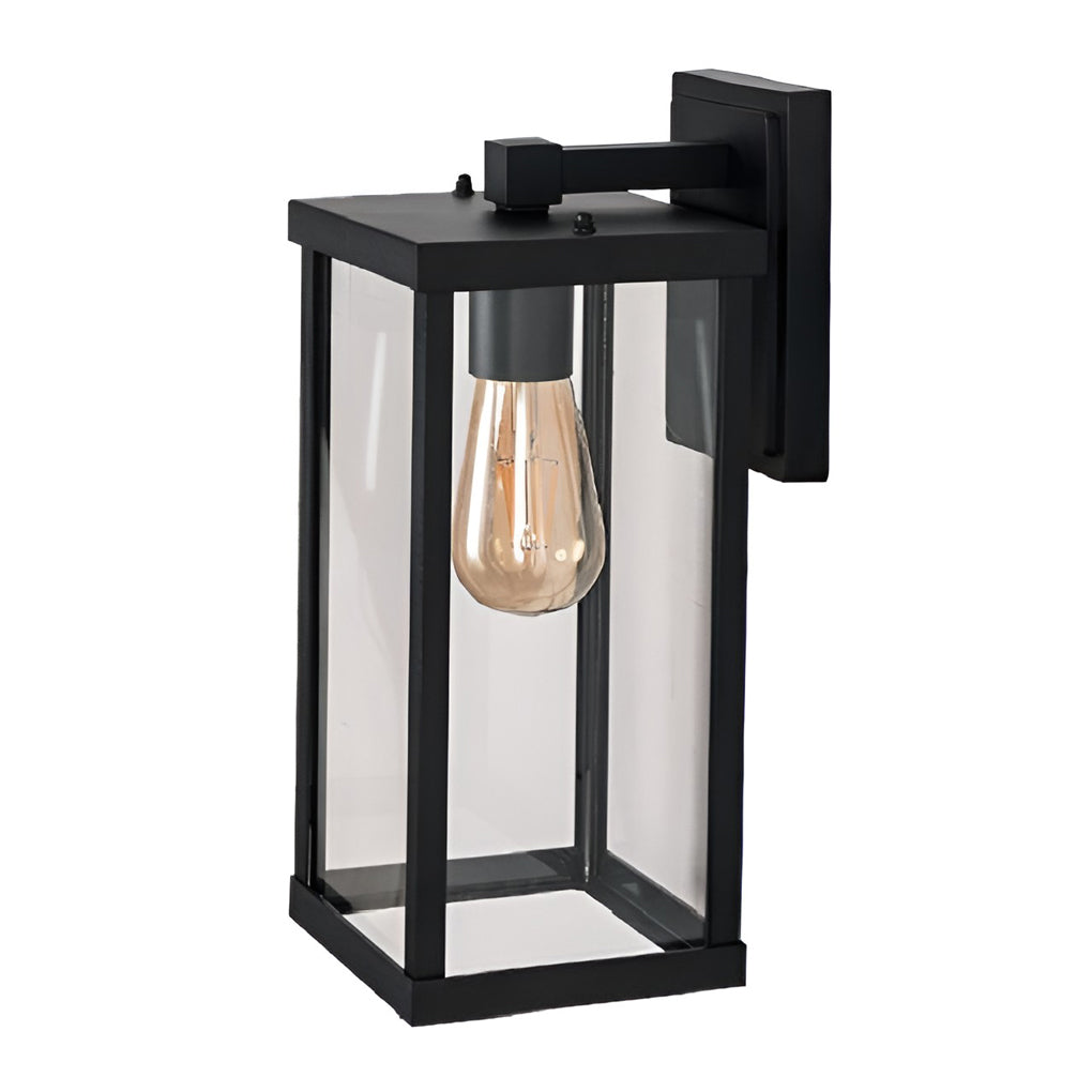 Rectangular Glass Waterproof Black Modern Outdoor Wall Lamp Exterior Lights