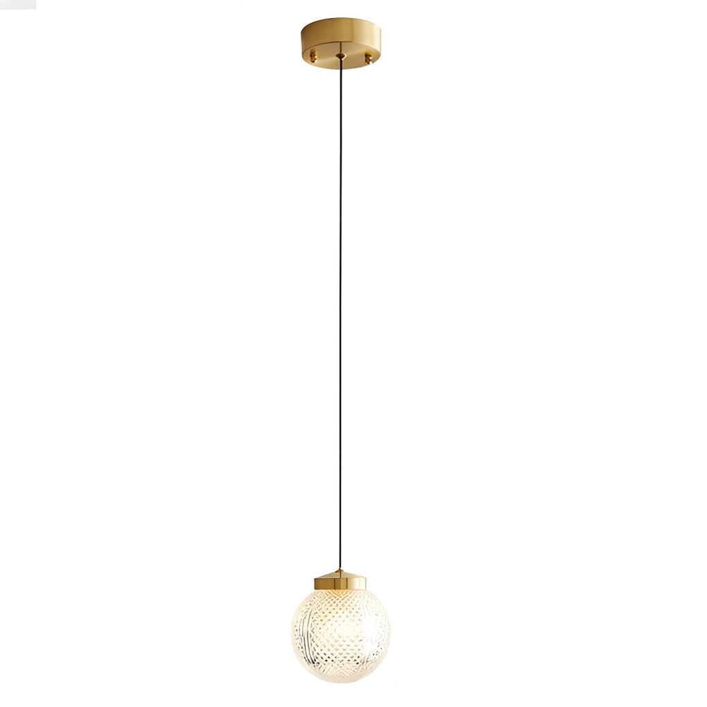 Mini Creative Pattern Round Ball Glass Brass Nordic Pendant Lights