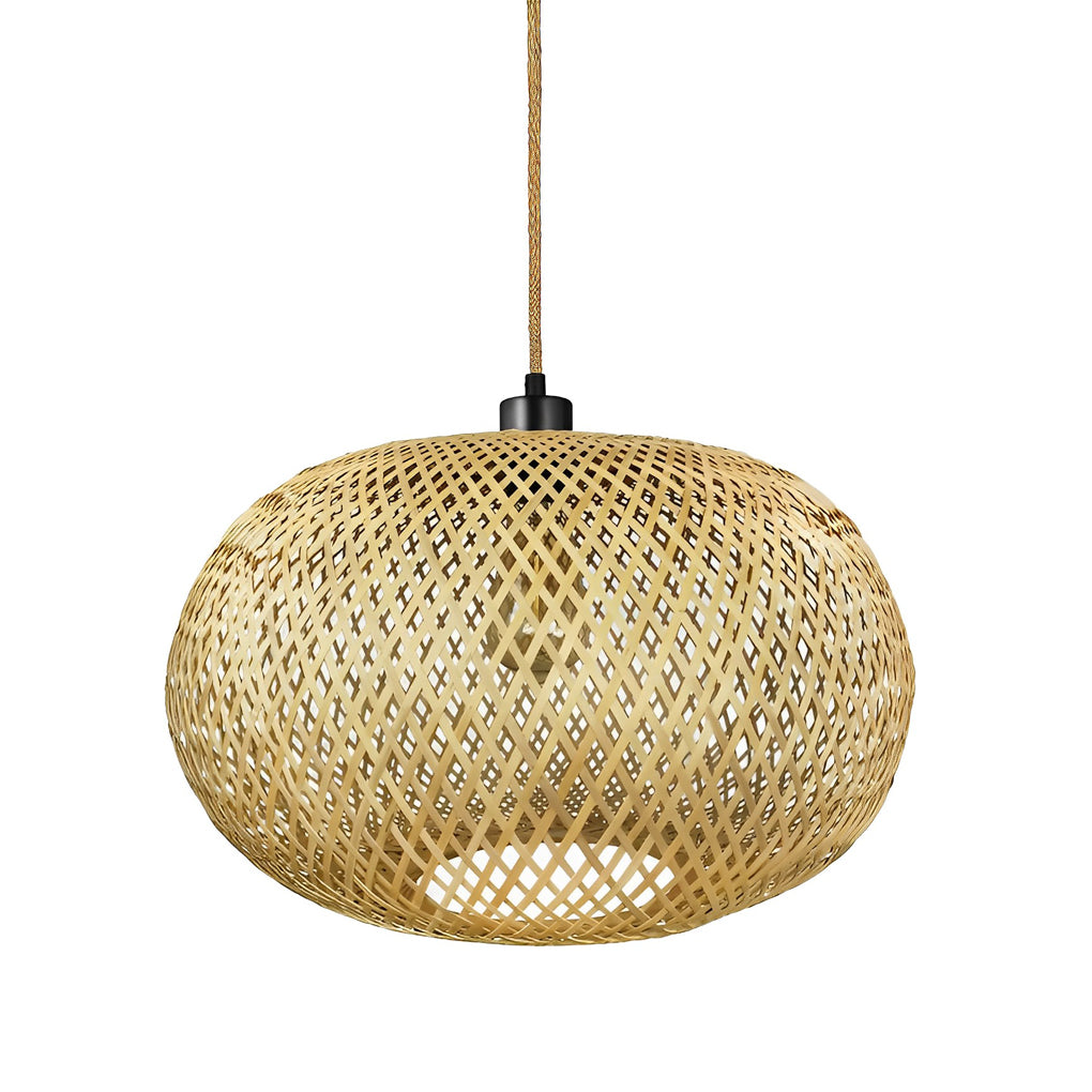 Round Creative Handmade Bamboo Rattan Modern Chandelier Pendant Lights
