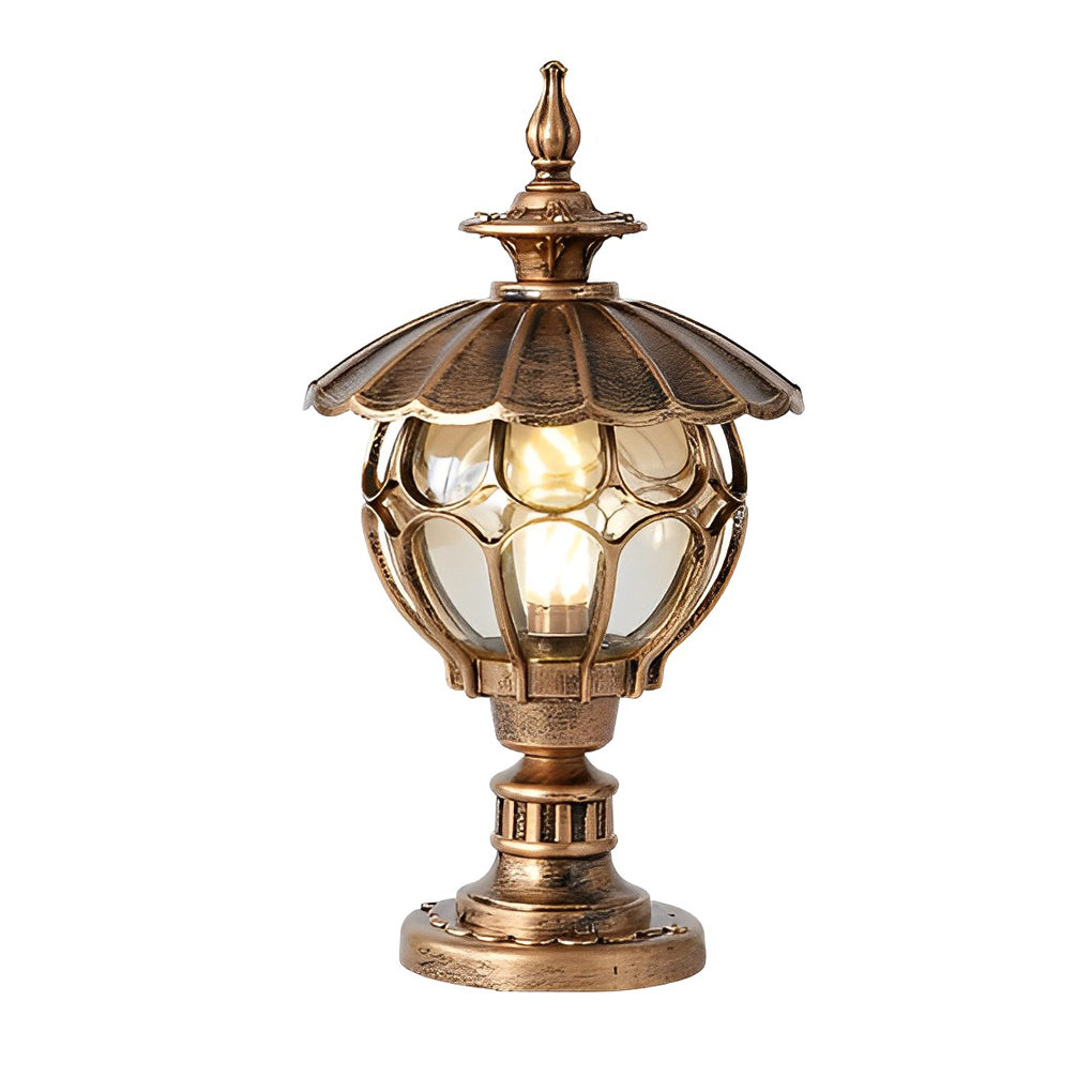 Flower Ball Cognac Glass Waterproof European Style Outdoor Pillar Lamp