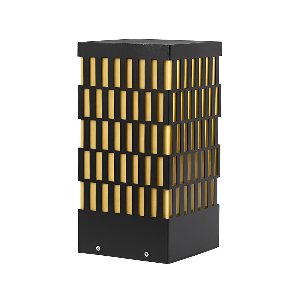 Grid-Designed LED Black Outdoor Lawn Lamp Modern Waterproof Landscape Bollard Lights